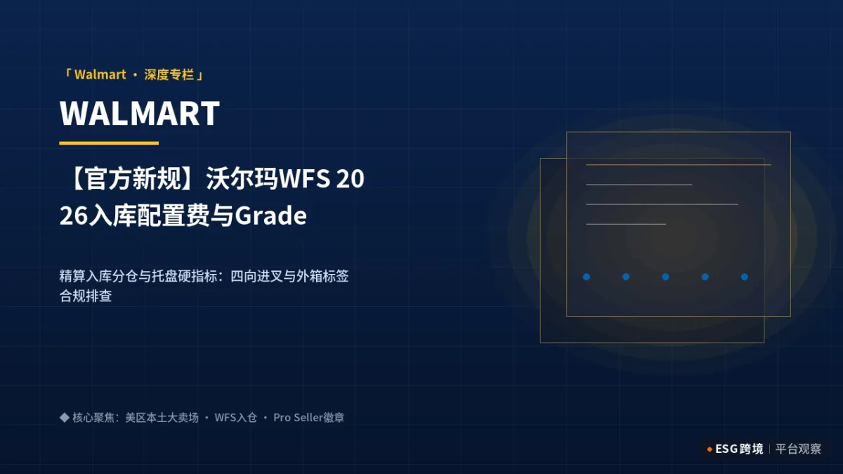 【官方新规】沃尔玛WFS 2026入库配置费与Grade A托盘防拒收手册｜深度专题图（原创专题配图）