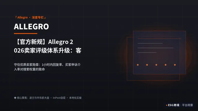 【官方新规】Allegro 2026卖家评级体系升级：客服满意度与纠纷率红线