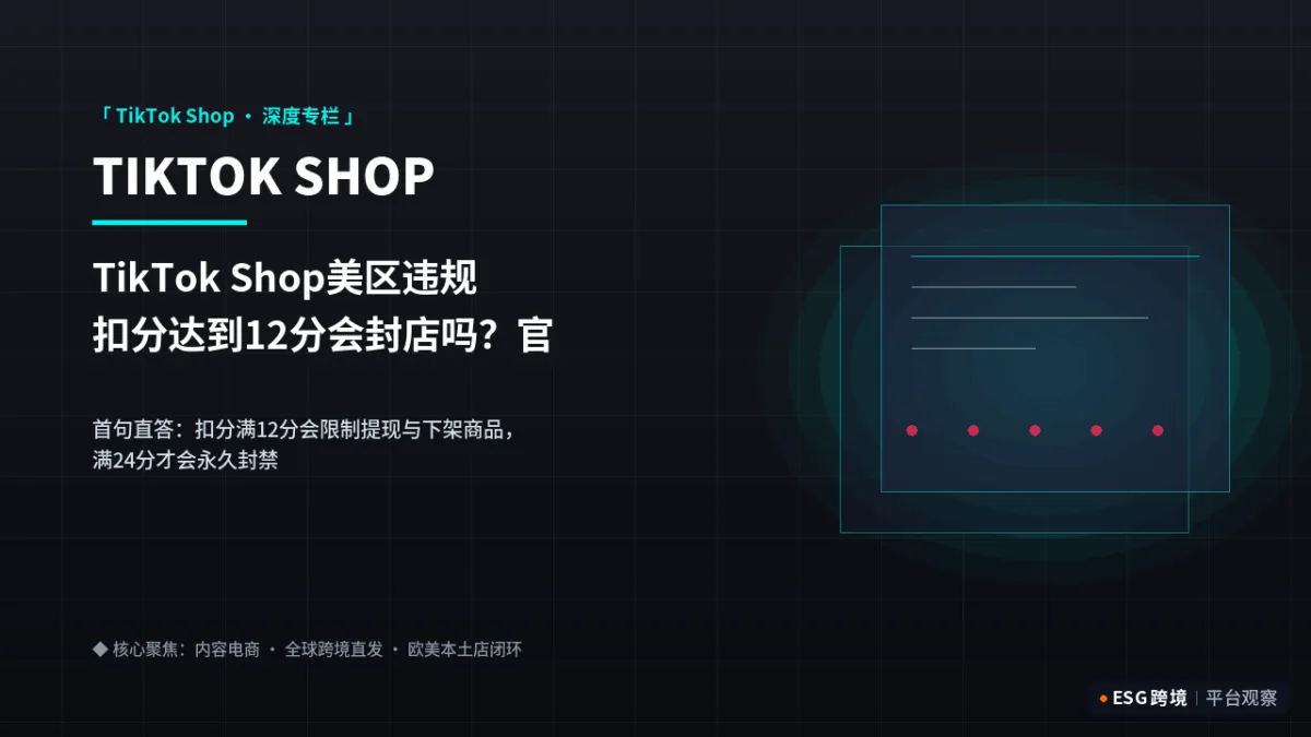 TikTok Shop美区违规扣分达到12分会封店吗？官方申诉模板与扣分清除路径｜深度专题图（原创专题配图）