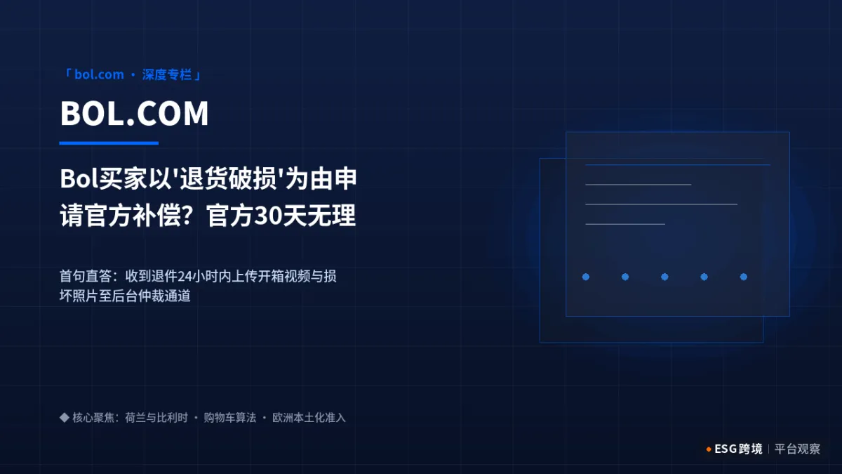 Bol买家以'退货破损'为由申请官方补偿？官方30天无理由纠纷仲裁手册｜深度专题图（原创专题配图）