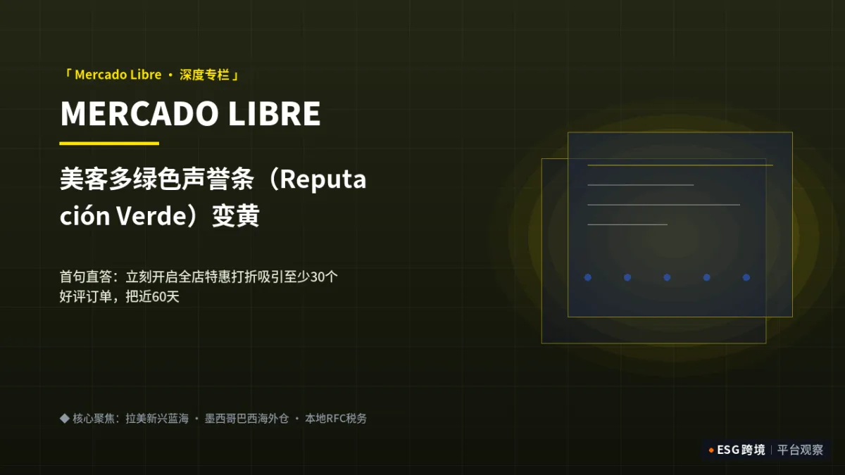 美客多绿色声誉条（Reputación Verde）变黄了怎么救？快速拉升评分实战｜深度专题图（原创专题配图）
