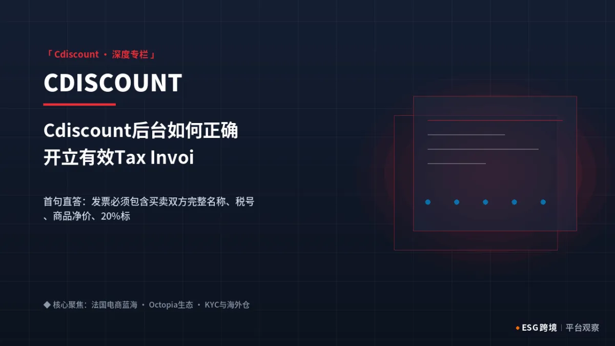 Cdiscount后台如何正确开立有效Tax Invoice发票给买家？法国增值税规范｜深度专题图（原创专题配图）