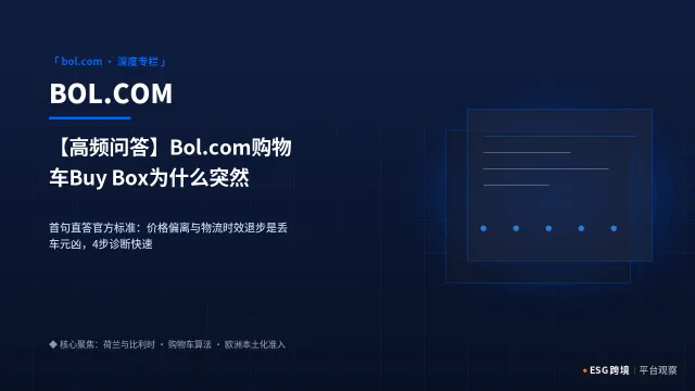 【高频问答】Bol.com购物车Buy Box为什么突然丢了？官方算法后台4大指标诊断