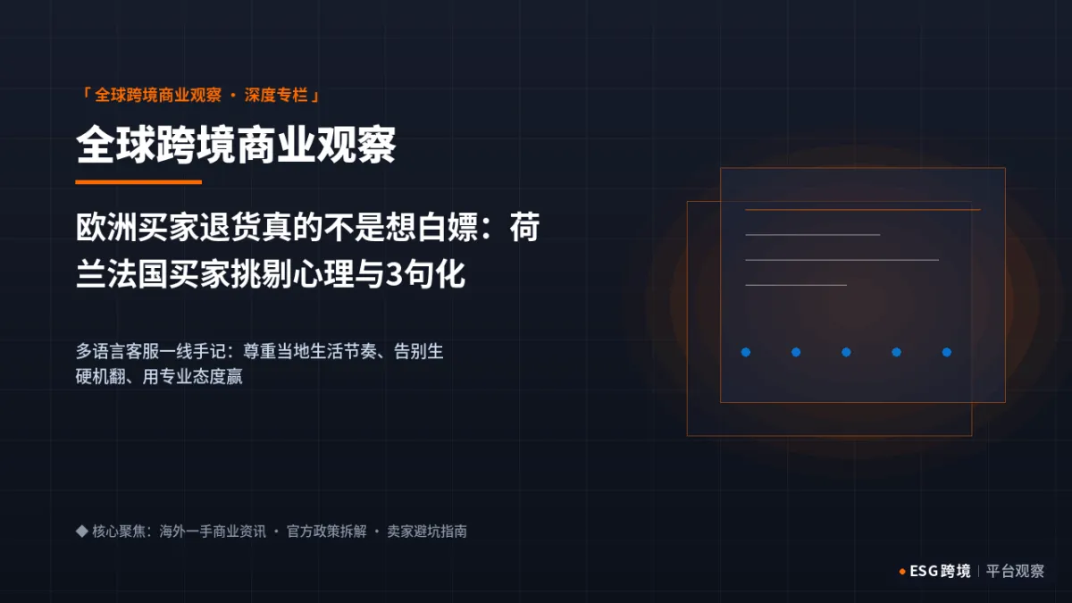 欧洲买家退货真的不是想白嫖：荷兰法国买家挑剔心理与3句化解纠纷话术｜深度专题图（原创专题配图）