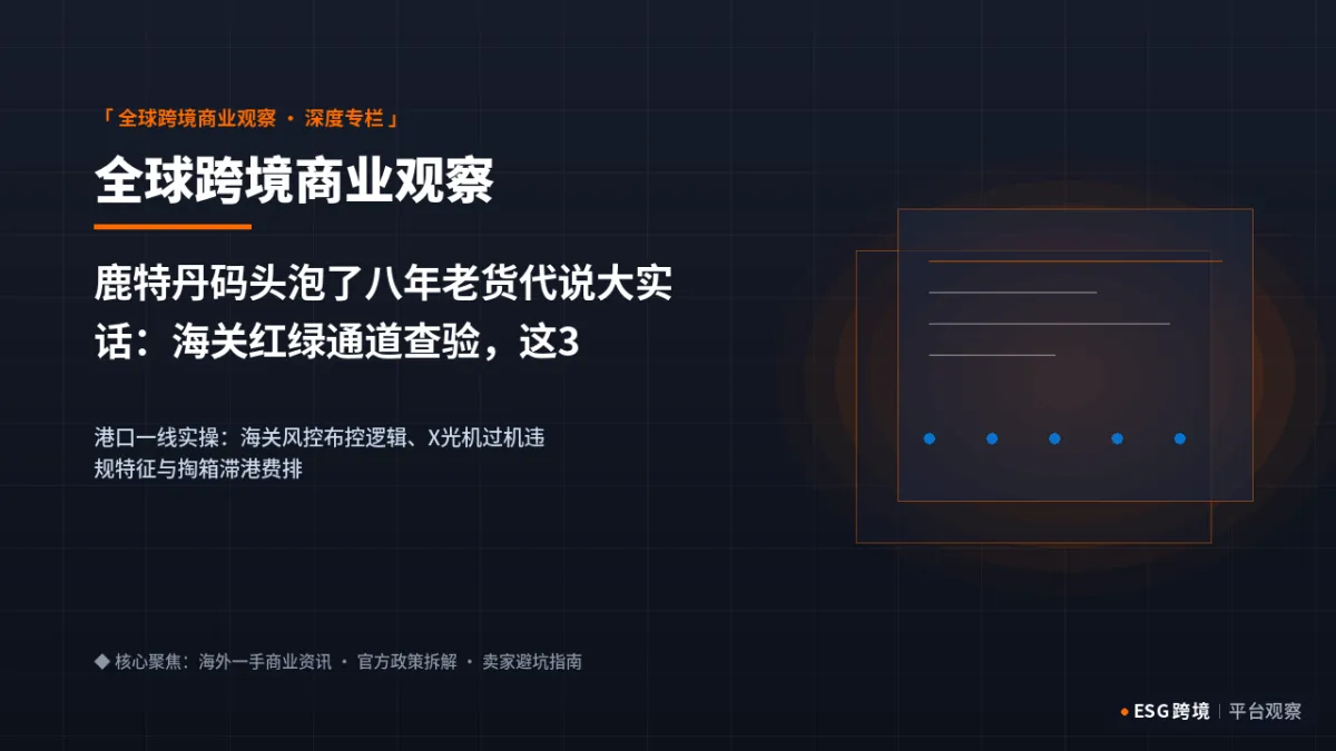 鹿特丹码头泡了八年老货代说大实话：海关红绿通道查验，这3种装箱细节必被开箱｜深度专题图（原创专题配图）