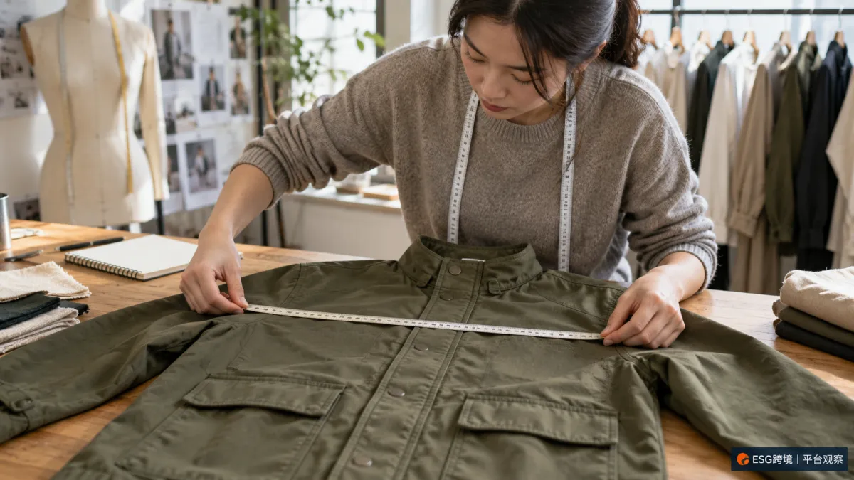 服装商品资料准备时，核对外套的平铺尺寸与测量位置（原创专题配图）