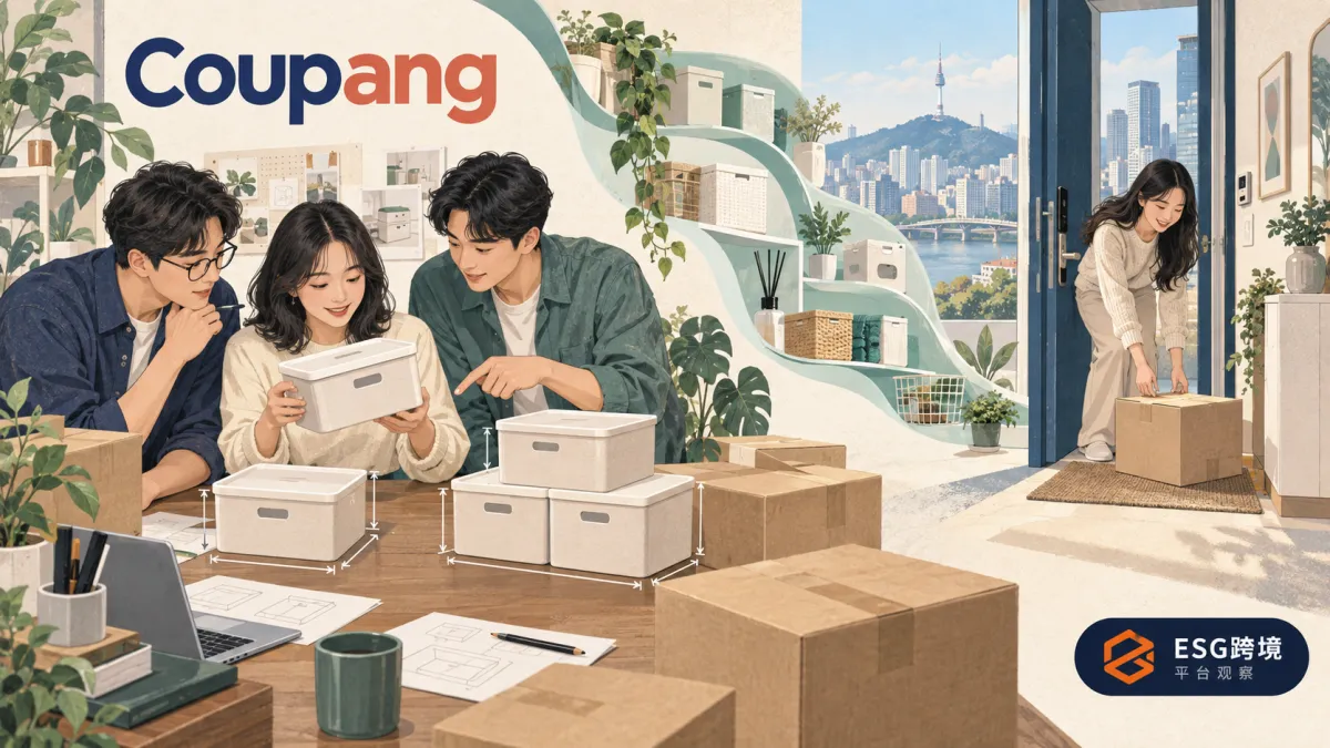 中国商品企业准备韩国Coupang店铺和首批家居货品的场景示意（原创专题配图）