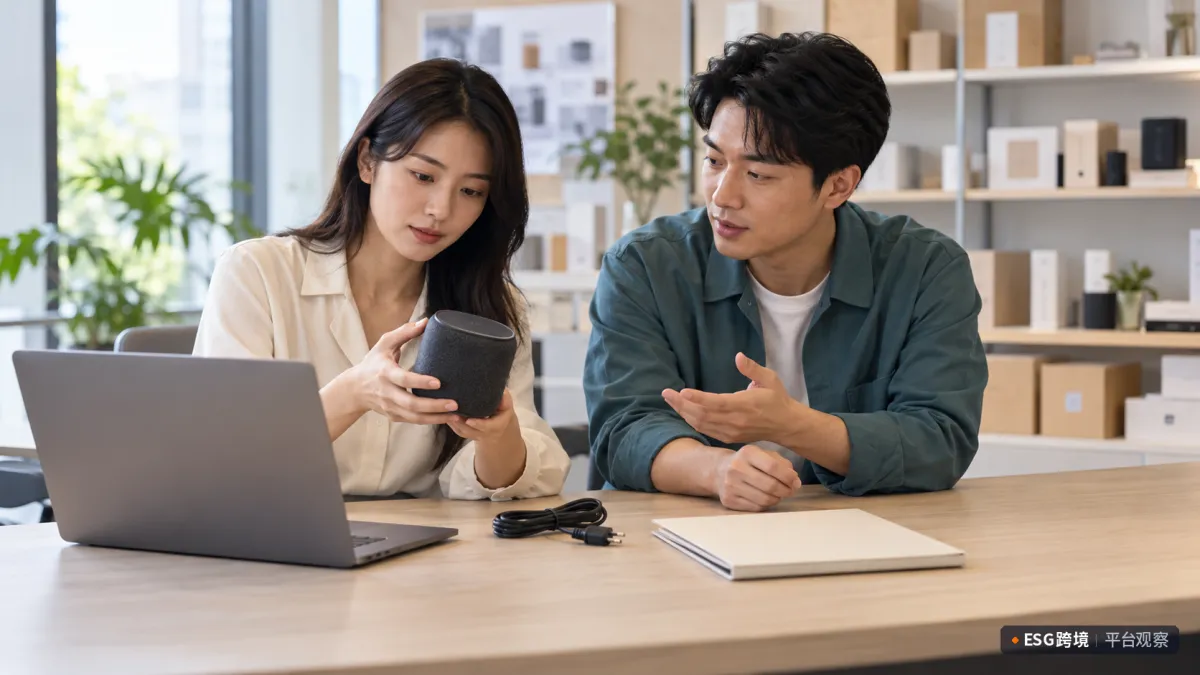 AI示意：商品运营团队核对样品与资料的工作场景，人物、商品和设备均为示意。（原创专题配图）