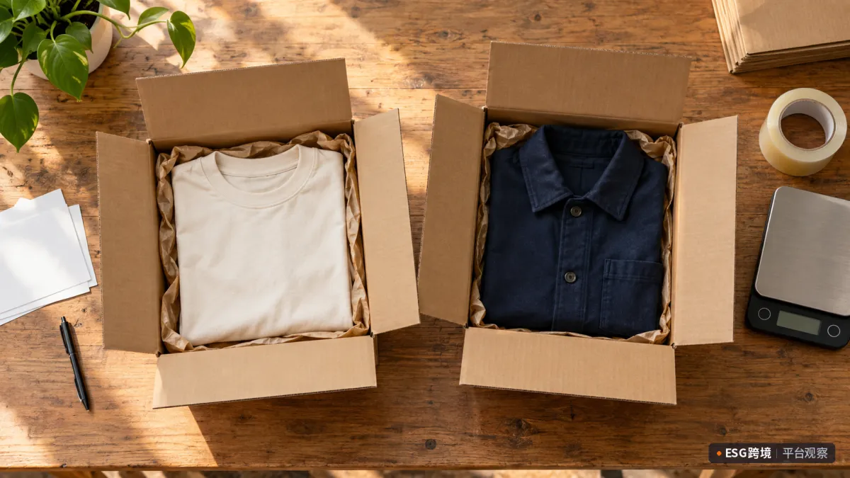 两件服装分别装入两个纸箱