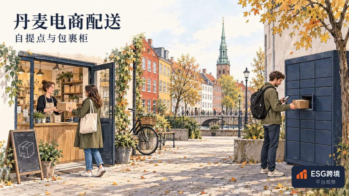 丹麦日常生活中的有人值守自提点与包裹柜原创配送经营概念示意（原创专题配图）