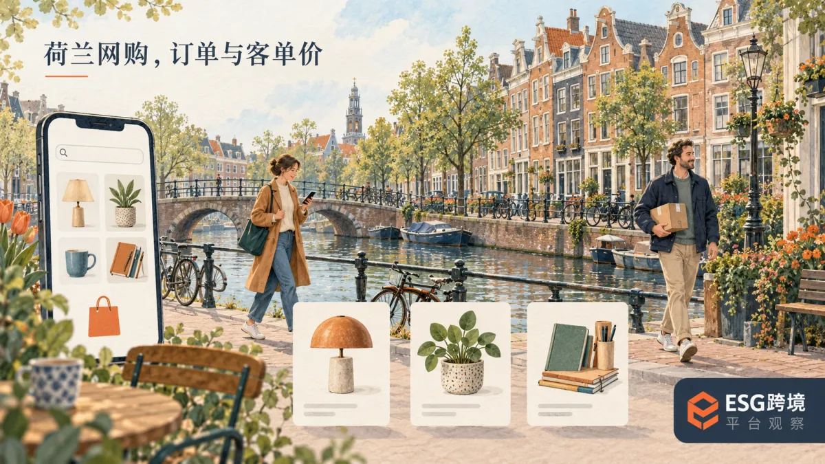 荷兰线上商品订单与单笔购买金额变化原创经营概念示意（原创专题配图）