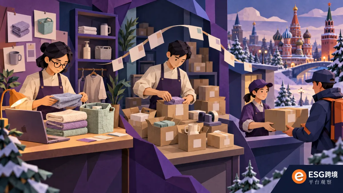 中国跨境卖家准备俄语市场商品与FBS订单交接原创概念示意（原创专题配图）