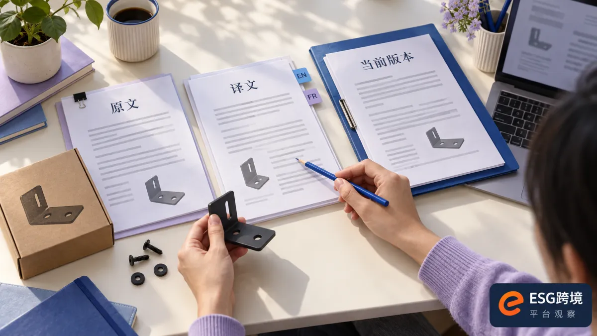 跨境商品说明原文多语言副本与包装版本原创工作场景示意（原创专题配图）