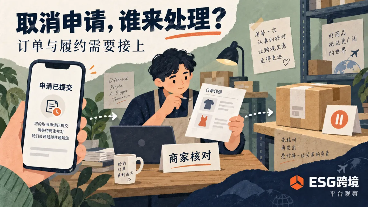 买家取消申请与商家核对履约原创流程概念图（原创专题配图）