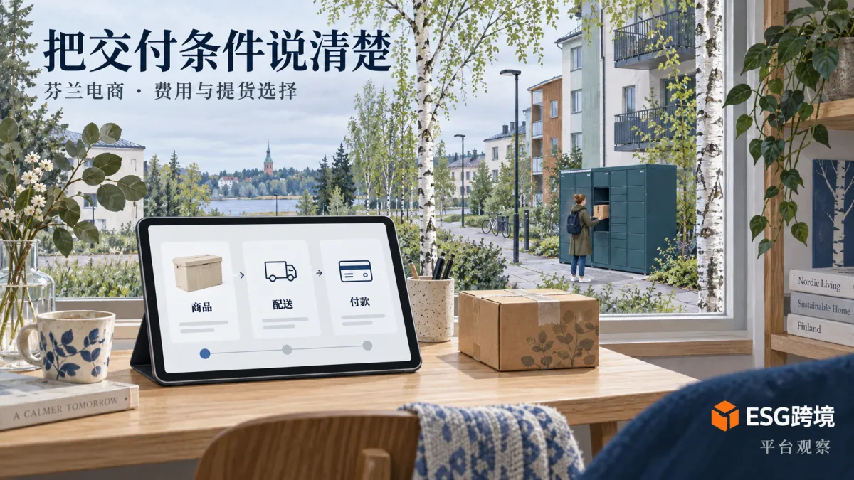 芬兰网购费用确认与提货点选择原创市场场景（原创专题配图）