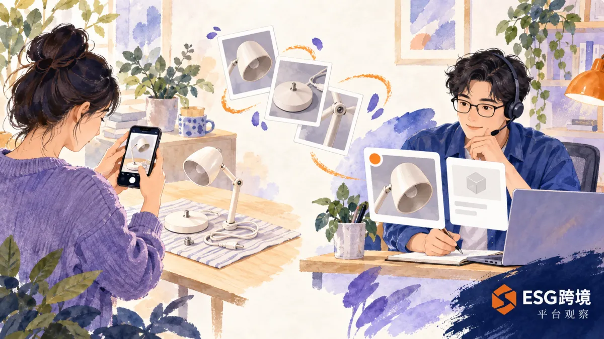 跨境售后照片与客服接收原创概念插画（原创专题配图）