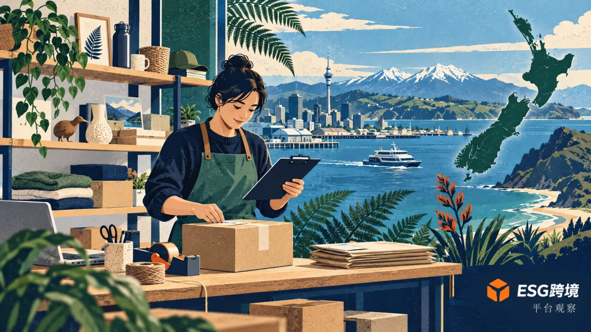 新西兰本土电商商家备货与配送原创概念图（原创专题配图）