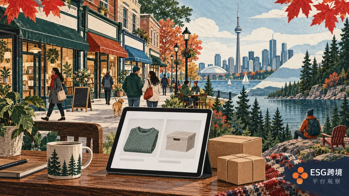 加拿大本土线上零售与跨境选品观察原创概念插画（原创专题配图）