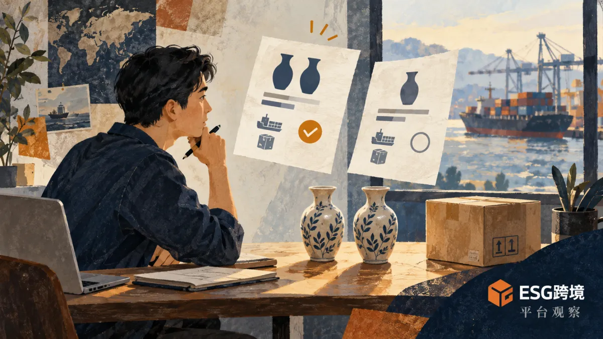 跨境卖家比较商品报价数量与交付条件原创概念插画（原创专题配图）