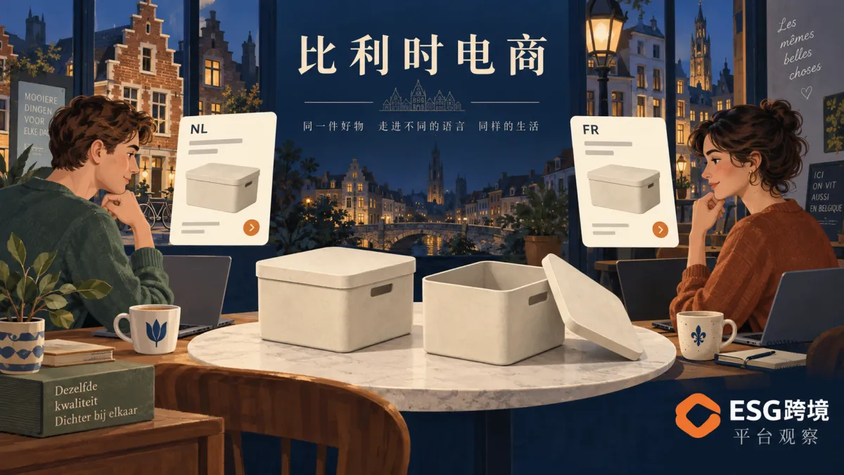 比利时不同语言环境中的买家比较同一组商品原创概念插画（原创专题配图）