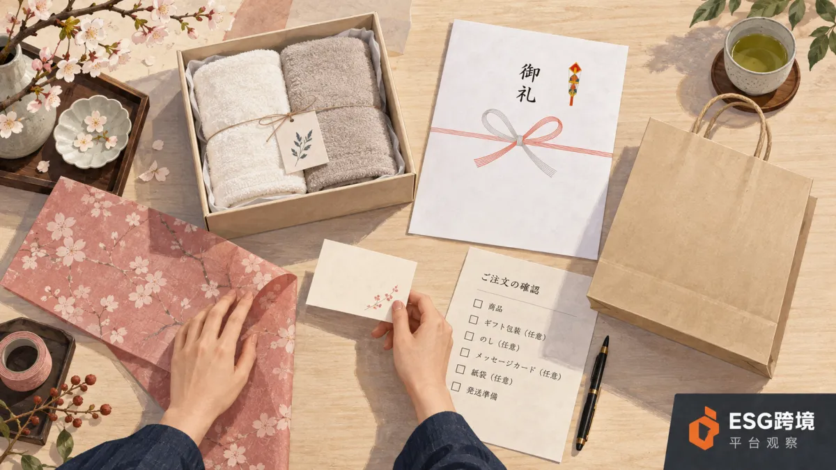 日本礼品电商包装熨斗卡片与手提袋原创概念插画（原创专题配图）