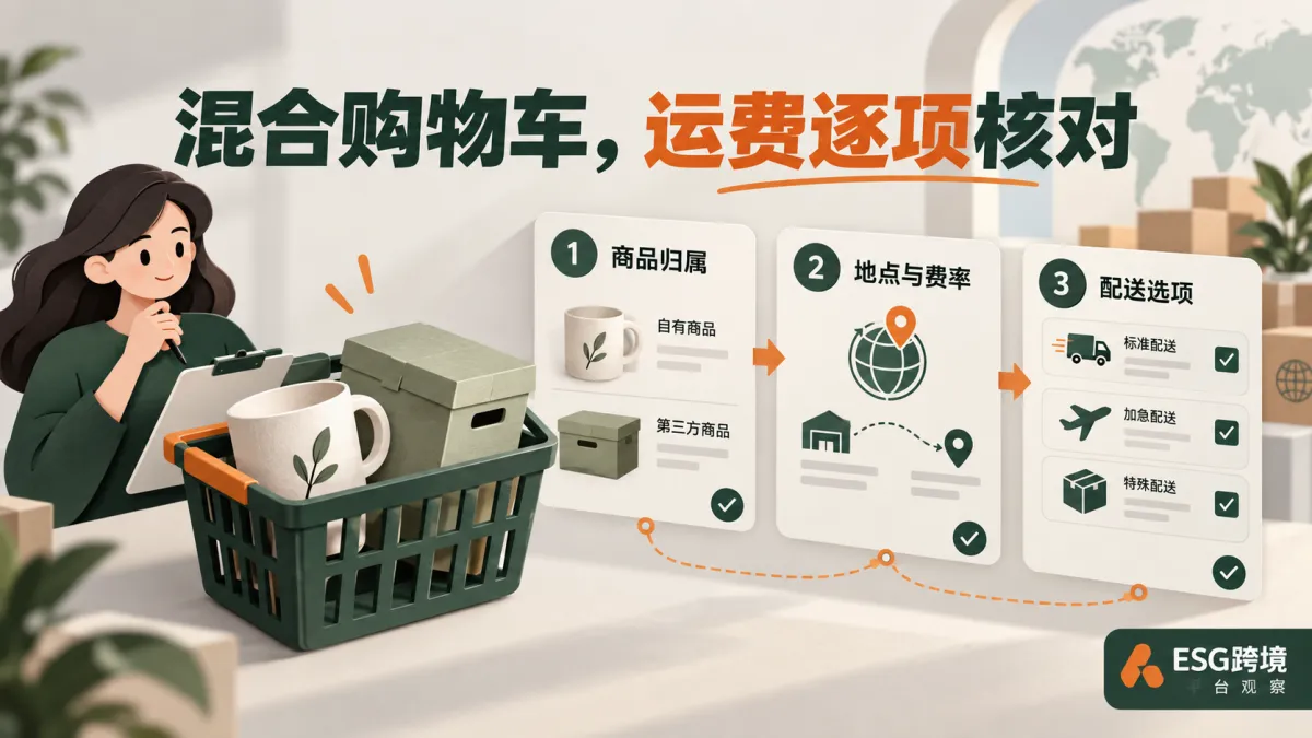 混合购物车运费按商品配置与配送选项核对原创概念插画（原创专题配图）