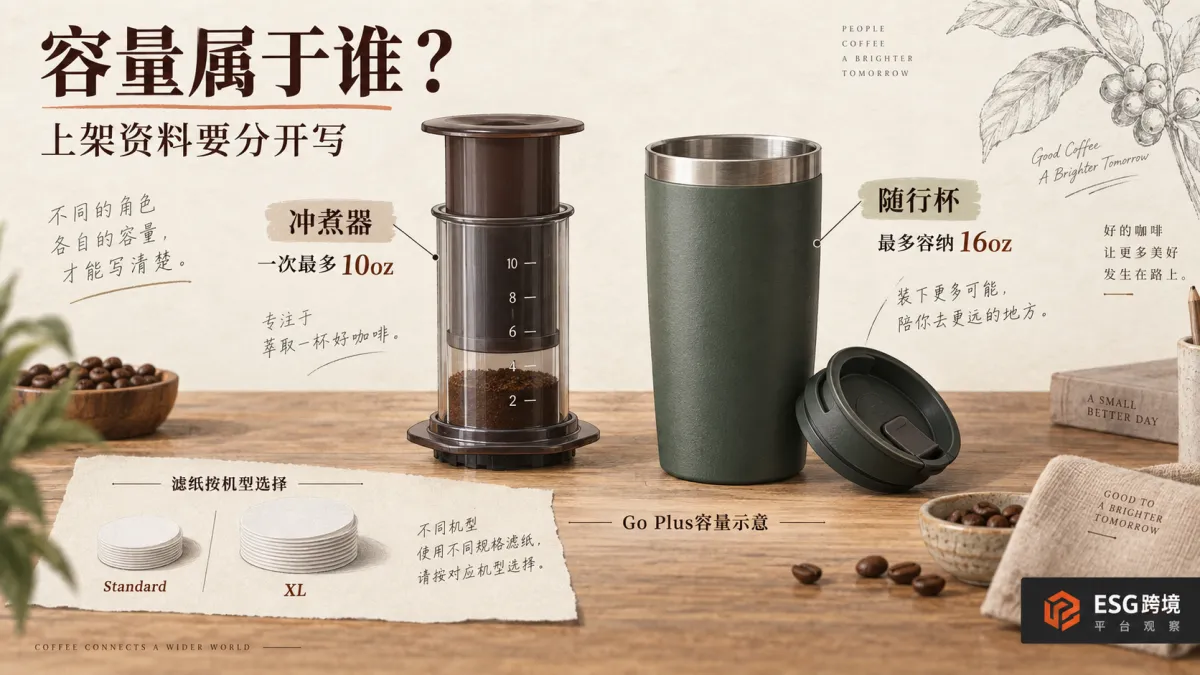 咖啡器具上架资料中的冲煮容量、杯容量与滤纸规格（原创专题配图）