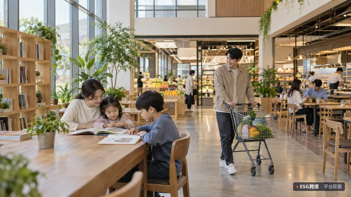 AI生成场景示意：超市里的家庭阅读空间（原创专题配图）