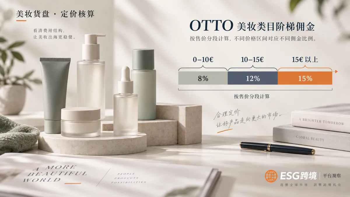 美妆商品售价按三档计算OTTO表列佣金（原创专题配图）