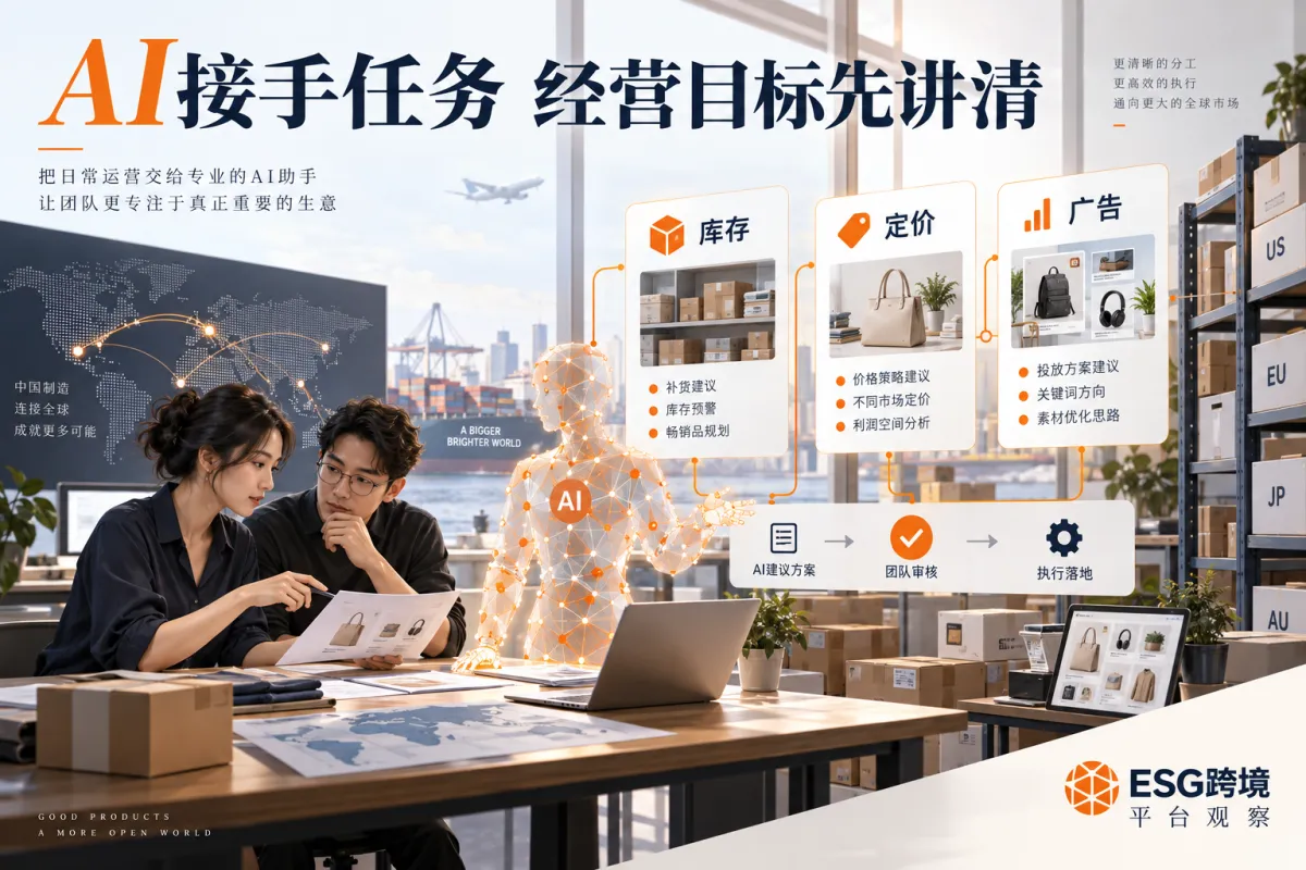 跨境卖家与AI助手协同处理经营任务（原创专题配图）